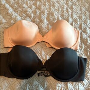 Women's Strapless Bra Set - Black and Nude